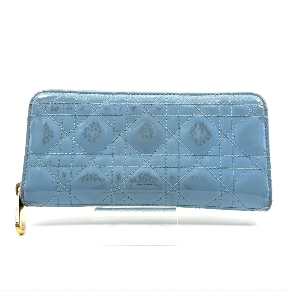 🩵DIOR Blue Quilted Patent Leather Wallet🩵